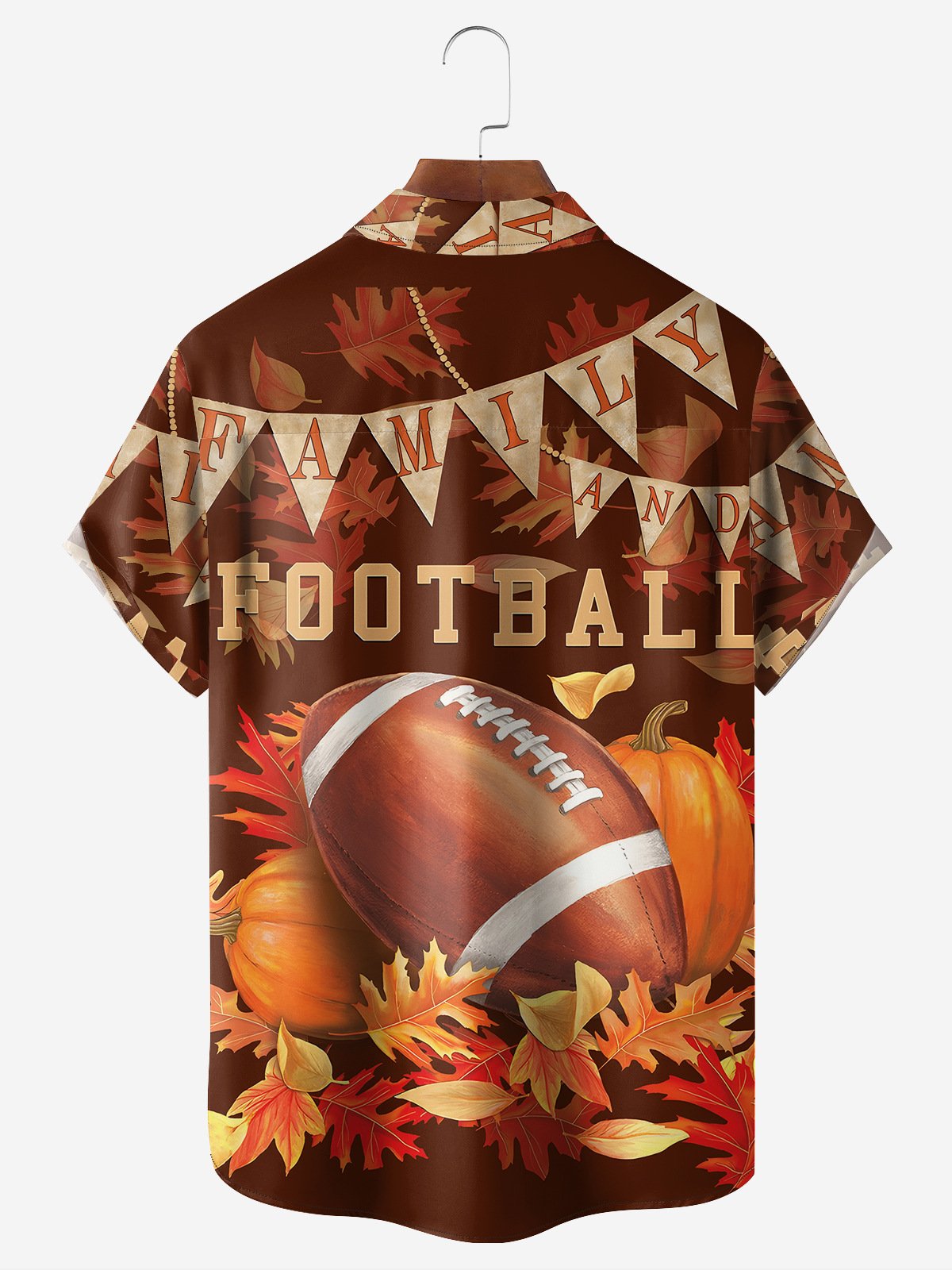 Football Chest Pocket Short Sleeve Hawaiian Shirt