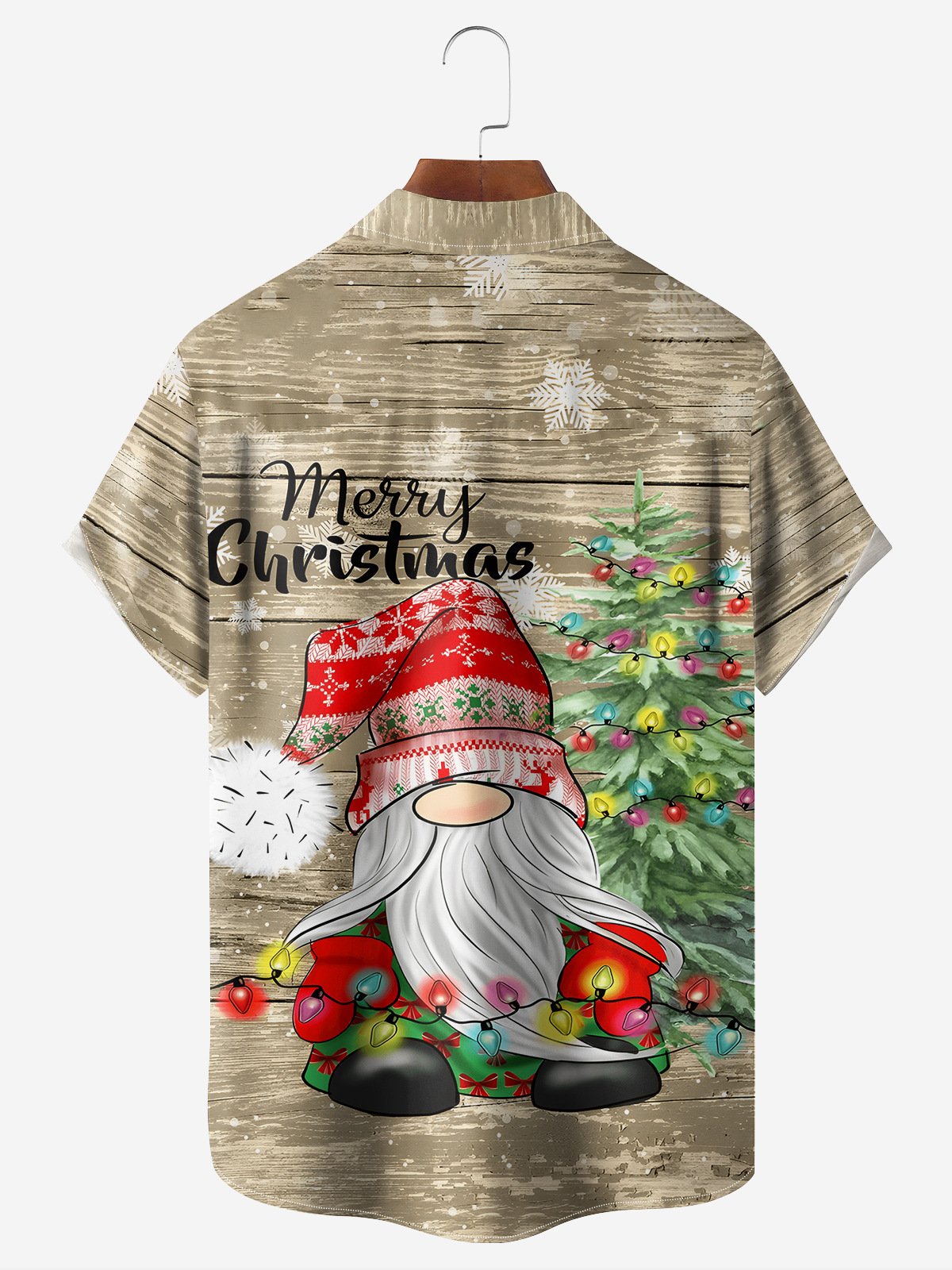 Christmas Gnome Chest Pocket Short Sleeve Hawaiian Shirt