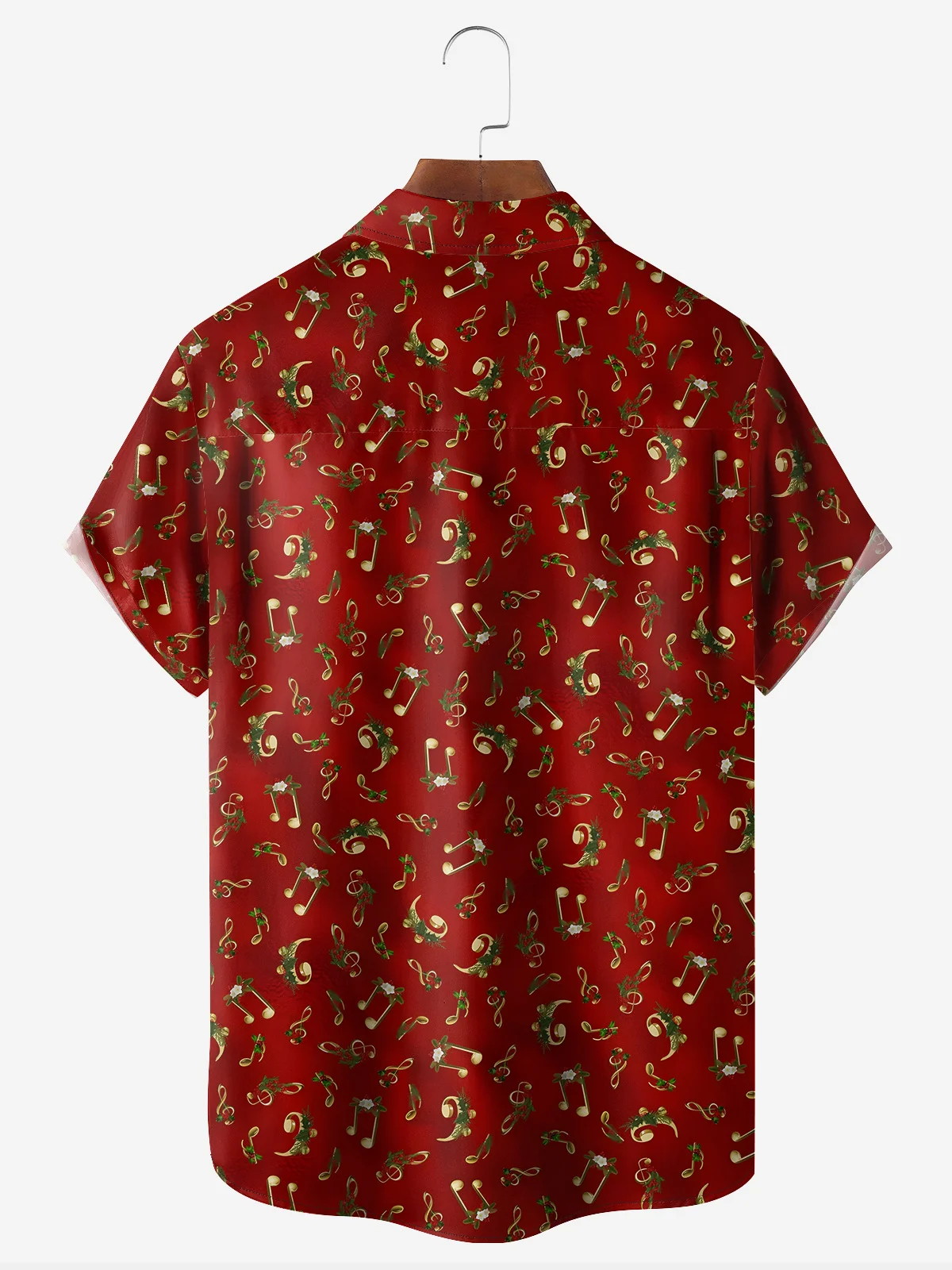 Christmas Musical Santa Chest Pocket Short Sleeve Hawaiian Shirt