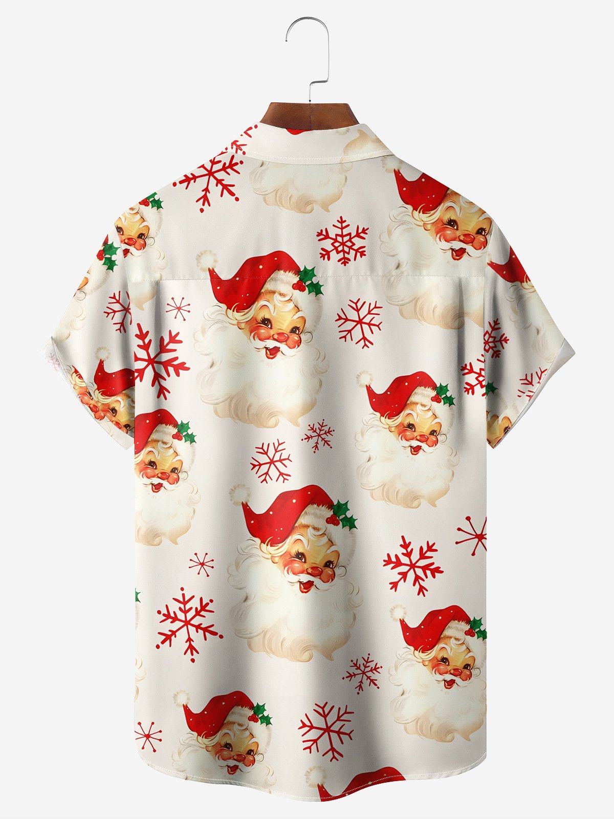 Santa Claus Chest Pocket Short Sleeve Casual Shirt