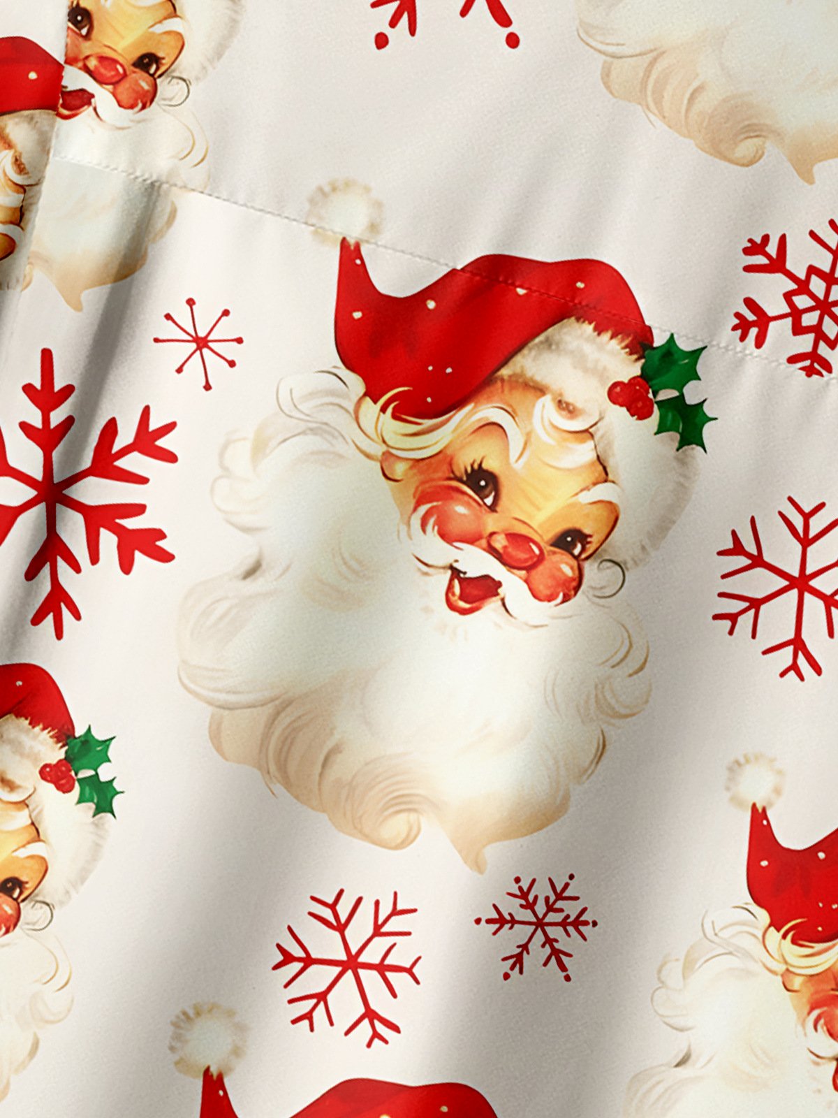 Santa Claus Chest Pocket Short Sleeve Casual Shirt