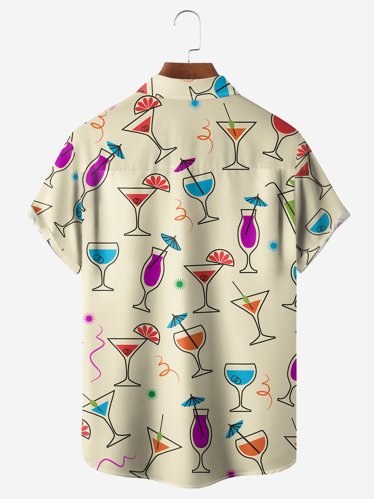 Cocktail Chest Pocket Short Sleeve Hawaiian Shirt