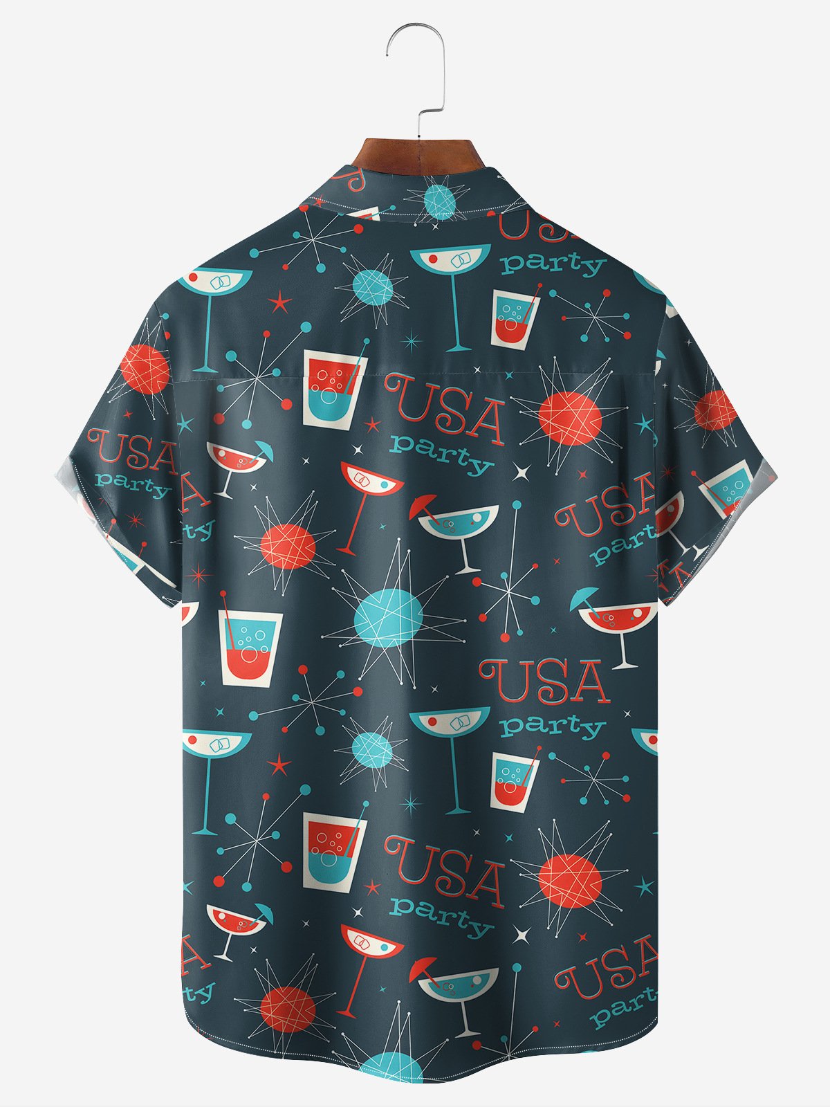 Cocktail Chest Pocket Short Sleeve Casual Shirt