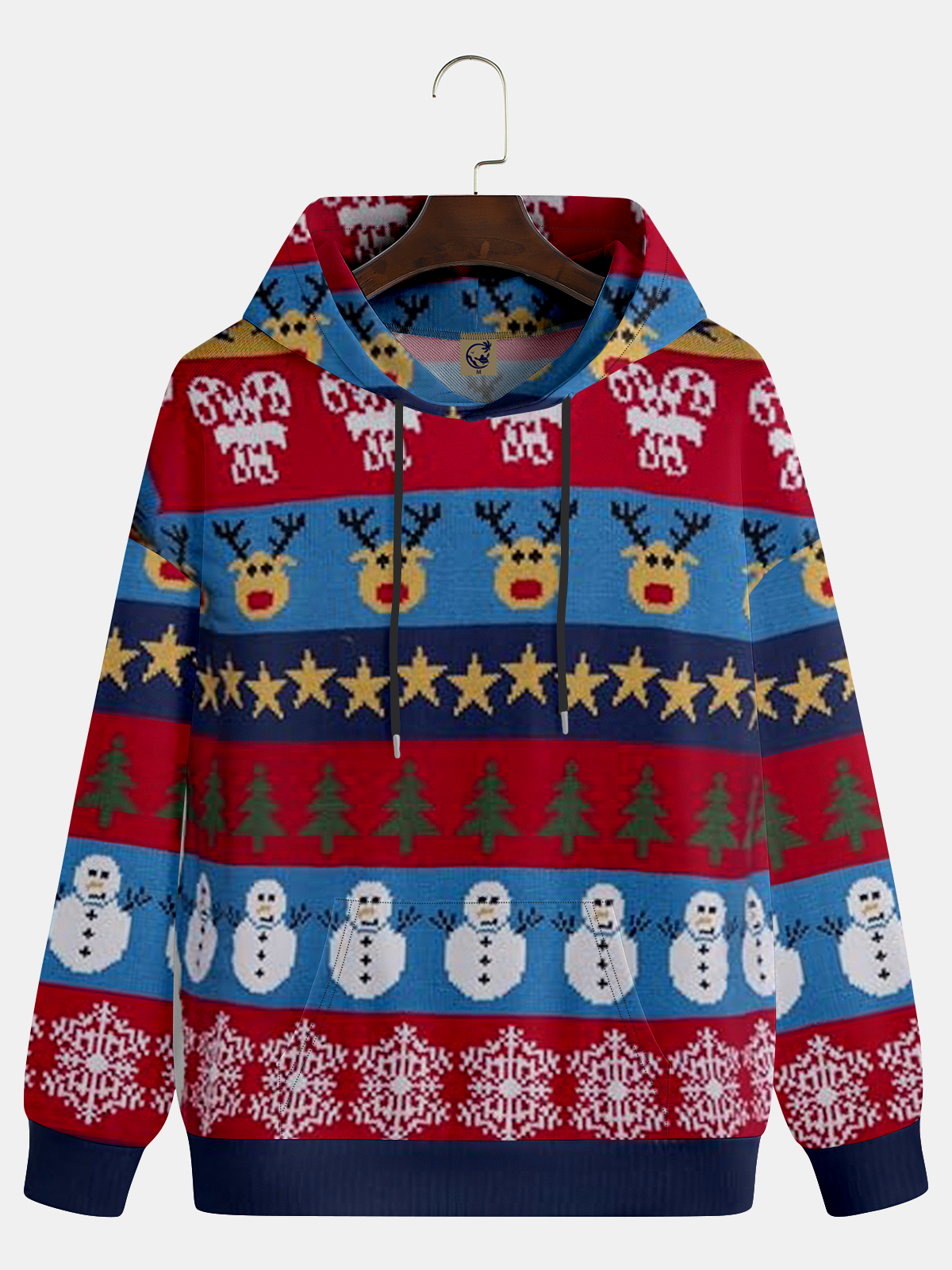 Christmas Reindeer Fair Isle Casual Hoodie