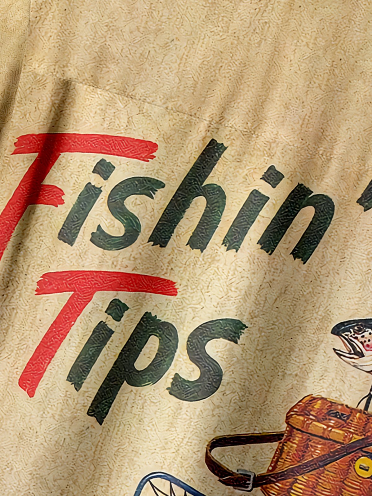 Retro Outdoor Fishing Poster Chest Pocket Short Sleeve Shirt