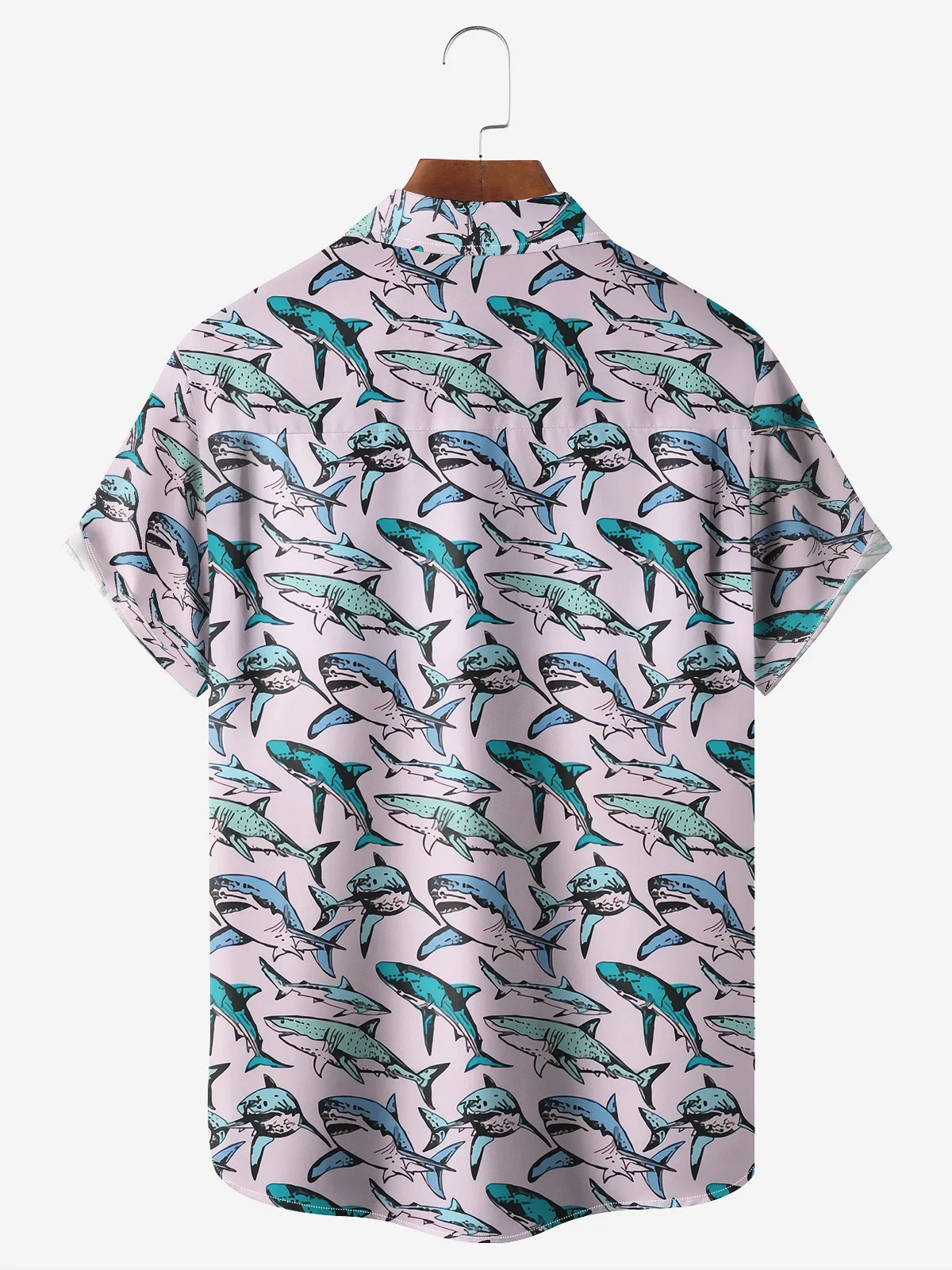 Shark Chest Pocket Short Sleeve Hawaiian Shirt