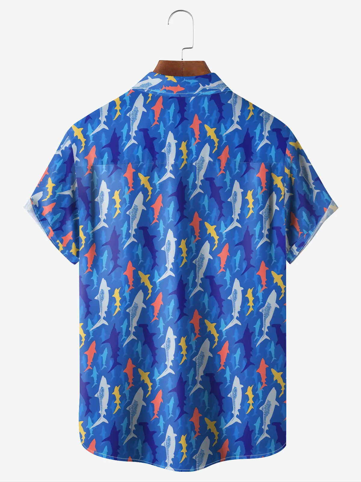 Shark Chest Pocket Short Sleeve Hawaiian Shirt