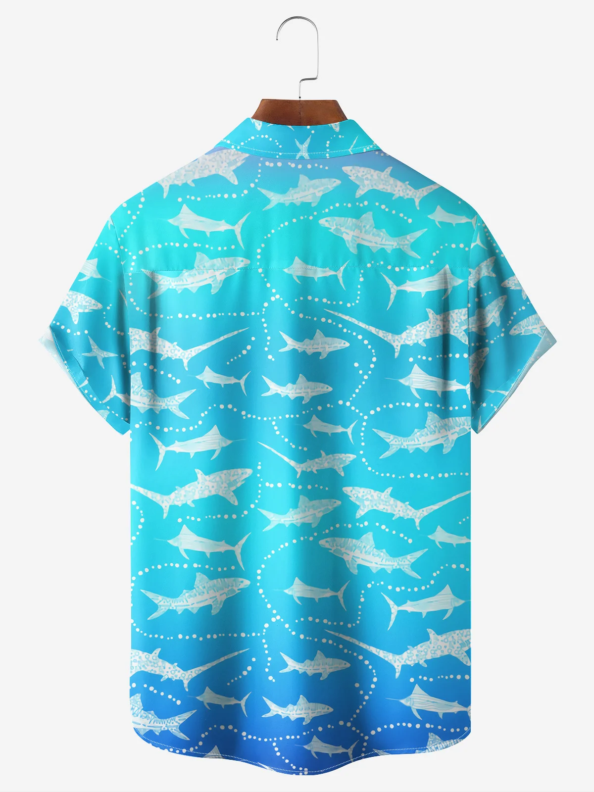 Shark Chest Pocket Short Sleeve Hawaiian Shirt