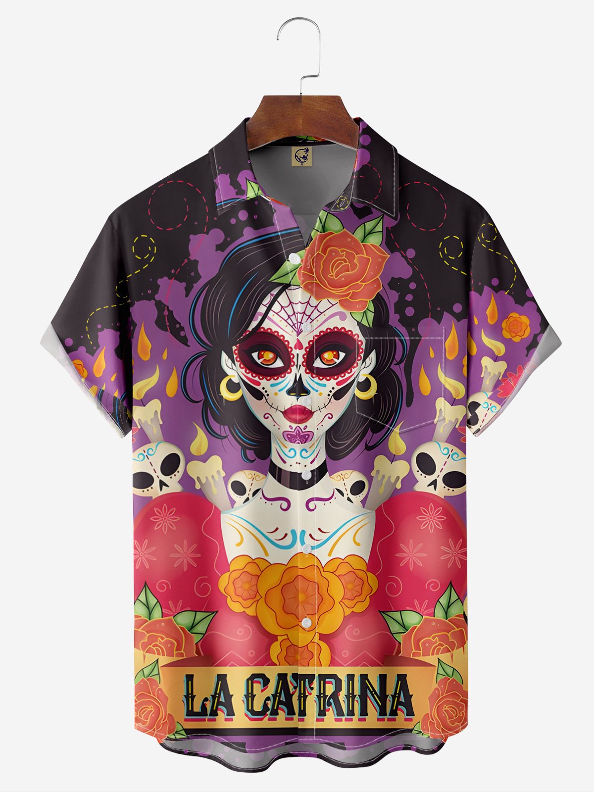 Day of the Dead Chest Pocket Short Sleeve Casual Shirt