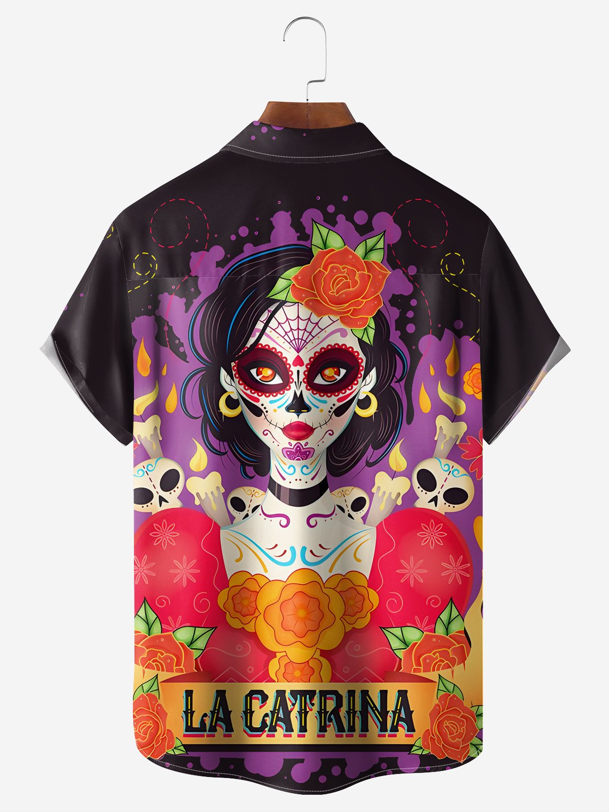 Day of the Dead Chest Pocket Short Sleeve Casual Shirt