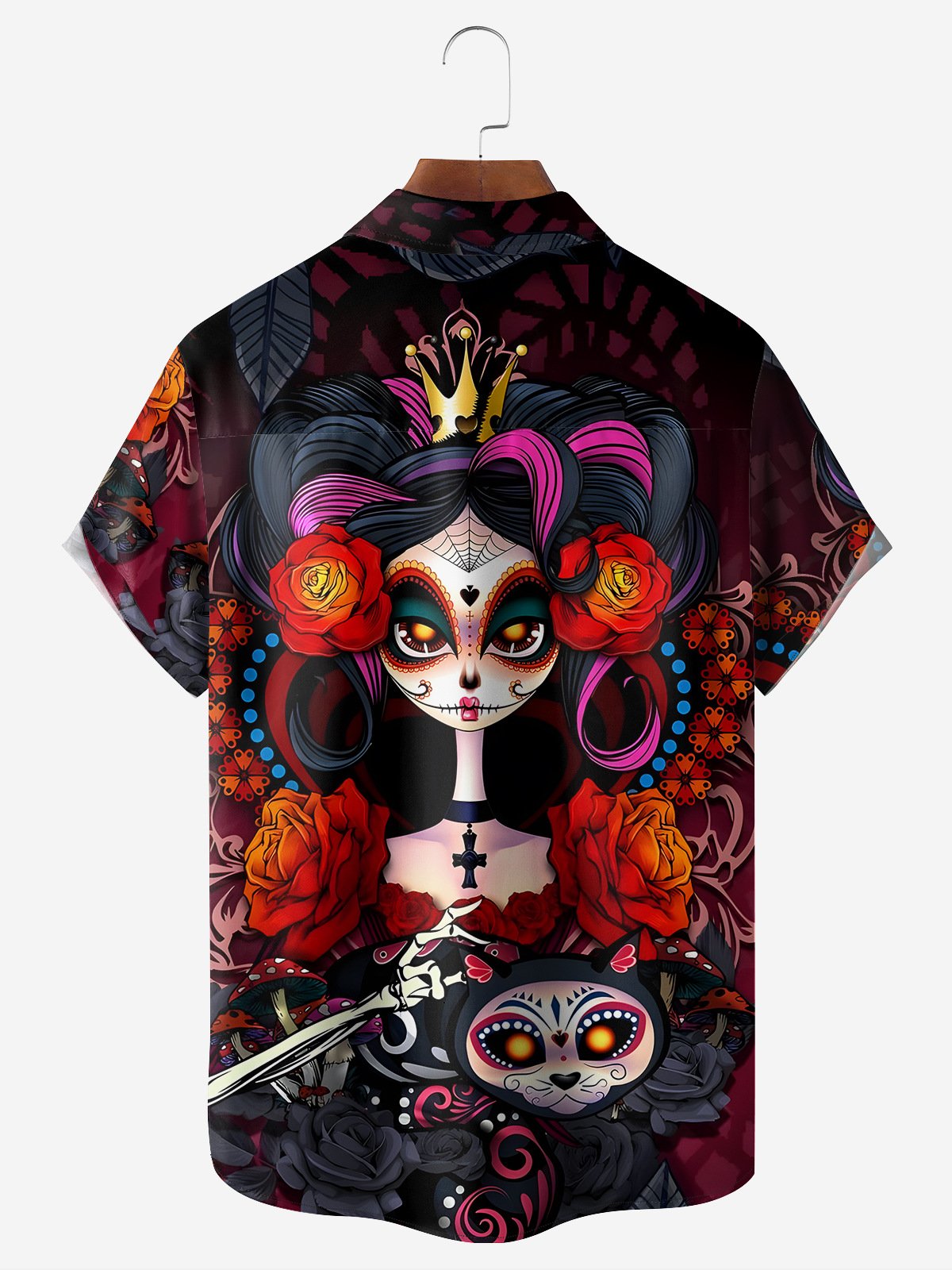 Día de Muertos Chest Pocket Short Sleeve Casual Shirt