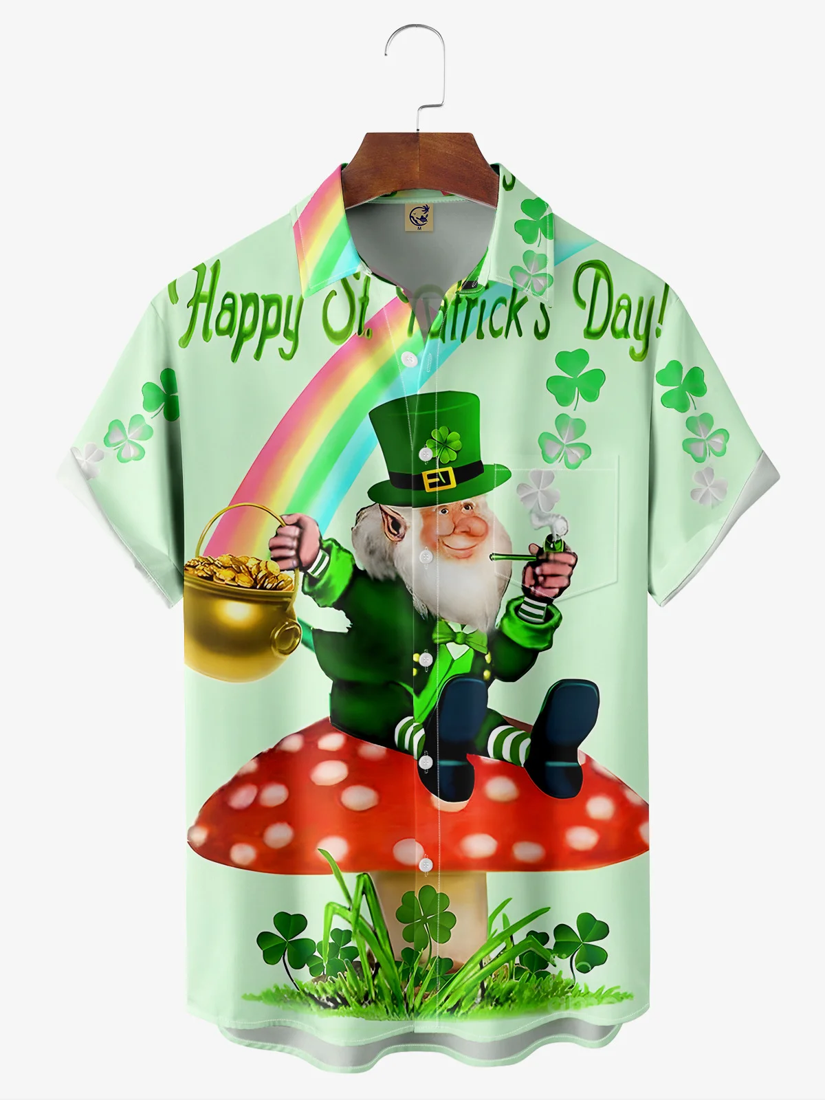 St Patricks Day Chest Pocket Short Sleeve Casual Shirt