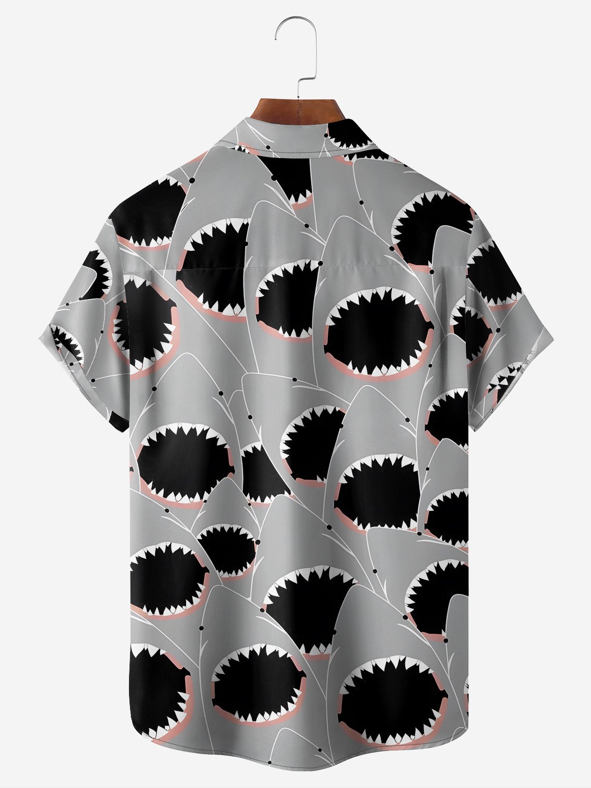 Shark Chest Pocket Short Sleeve Hawaiian Shirt