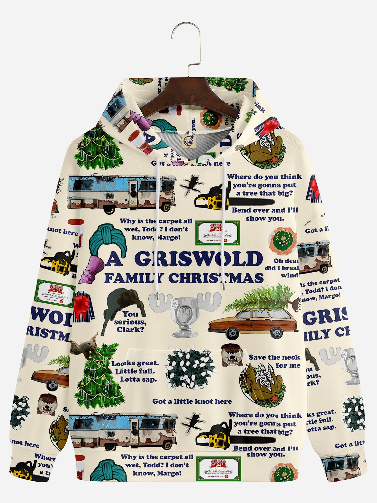 Family Christmas Pocket Stitching Casual Hoodie