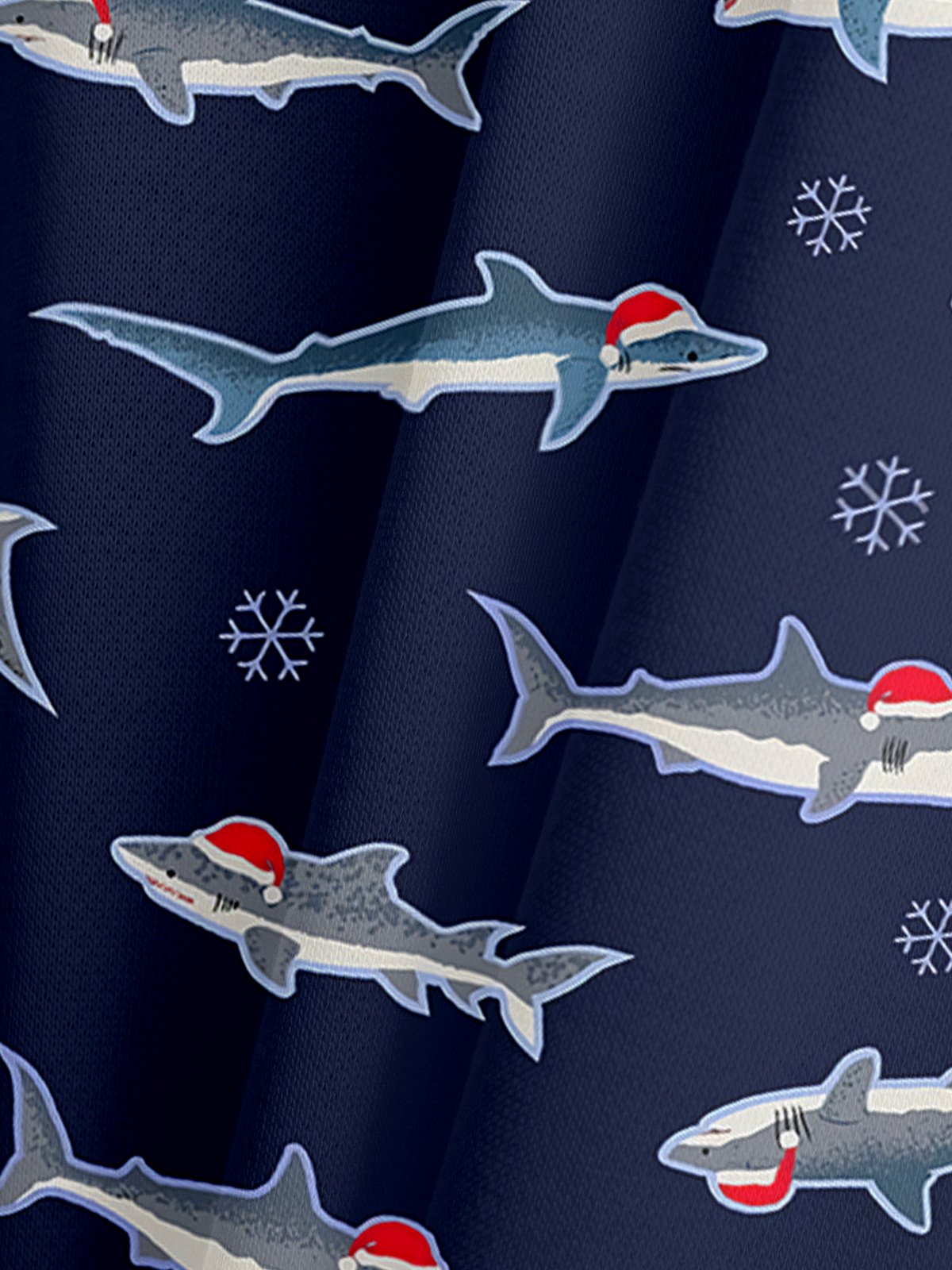 Christmas Sharks Long Sleeve Casual Hoodie