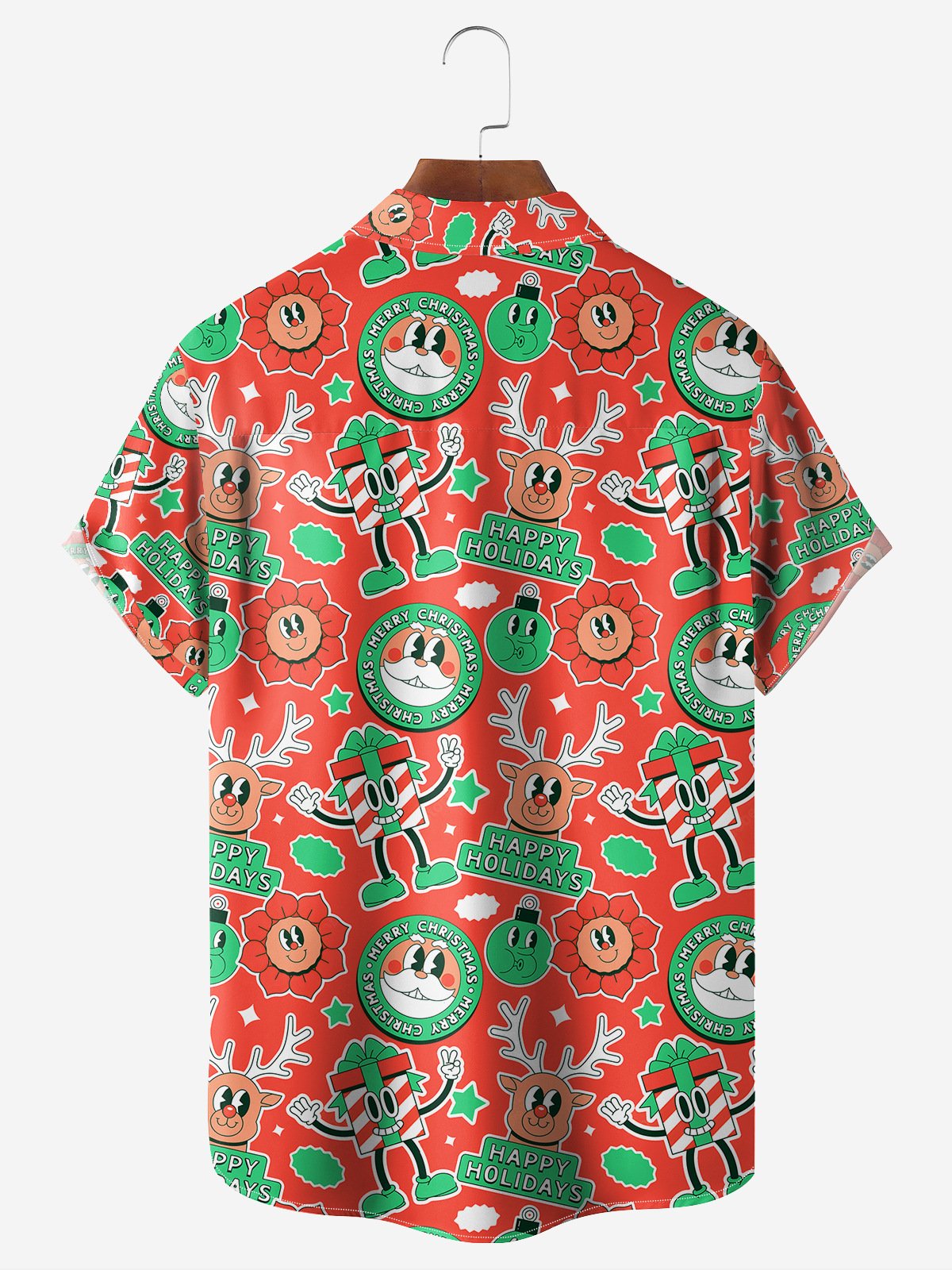 Merry Christmas Chest Pocket Short Sleeve Casual Shirt