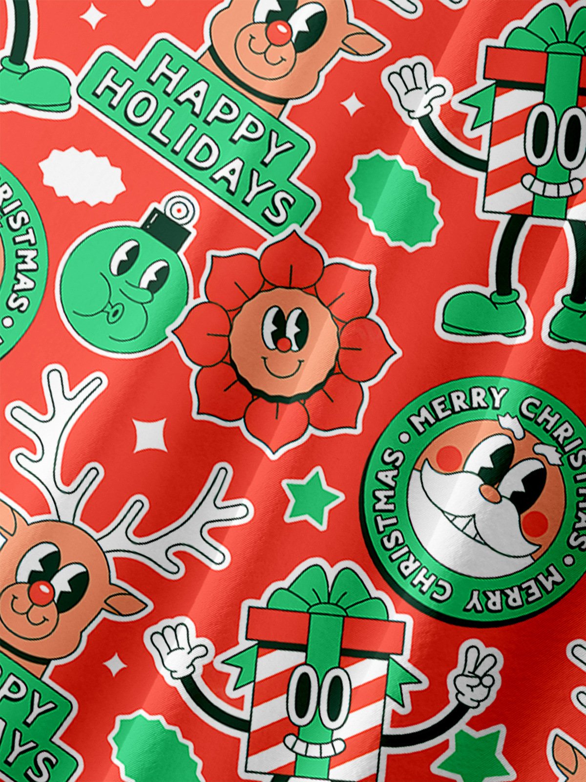 Merry Christmas Chest Pocket Short Sleeve Casual Shirt