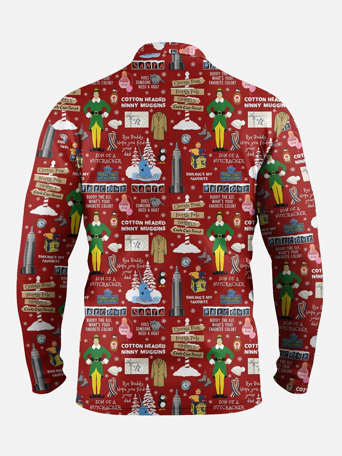 Christmas Letters Long Sleeve Hawaiian Polo Shirt