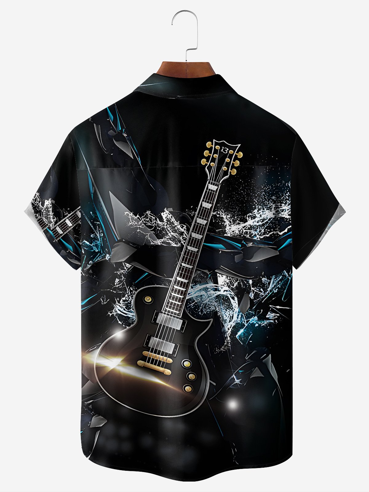 Hardaddy Music Guitar Chest Pocket Short Sleeve Hawaiian Shirt