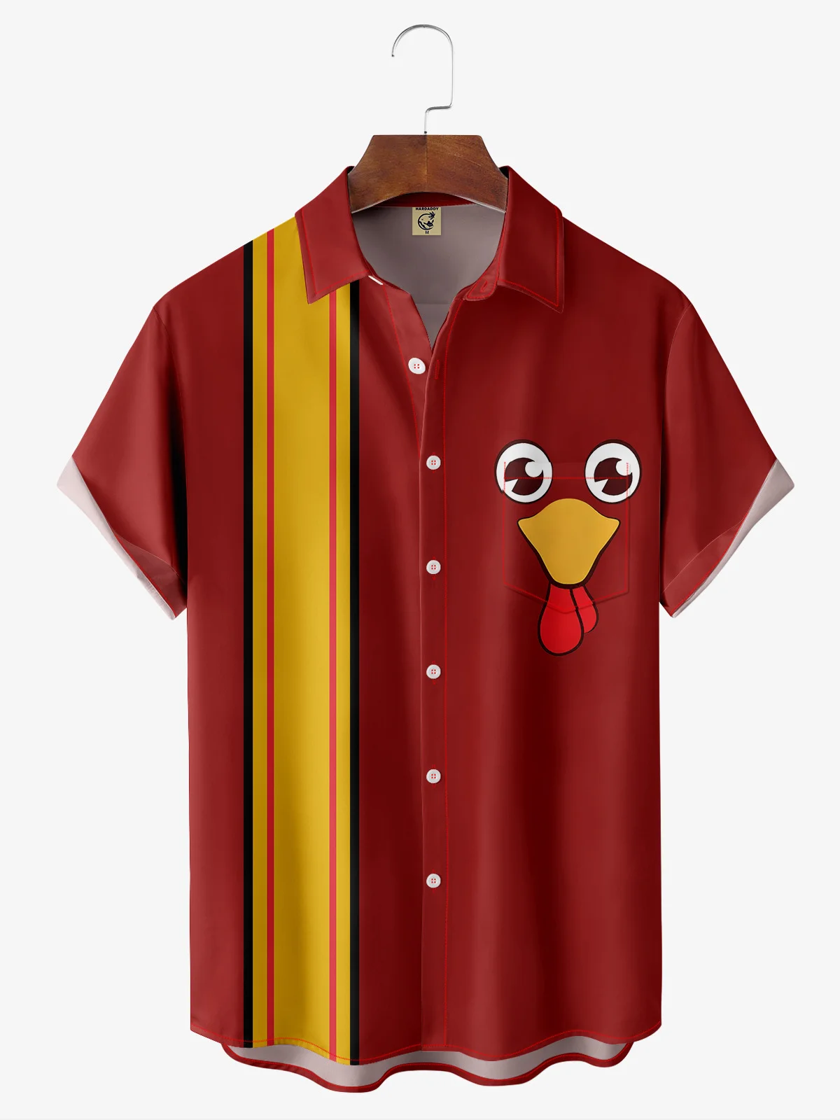 Rooster Chest Pocket Short Sleeve Bowling Shirt