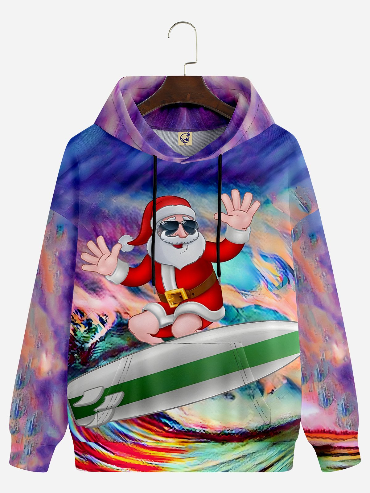 Santa Claus Surfing Casual Hoodie