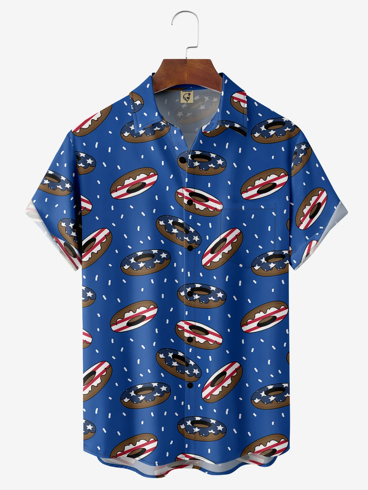 American Donut Chest Pocket Short Sleeve Casual Shirt