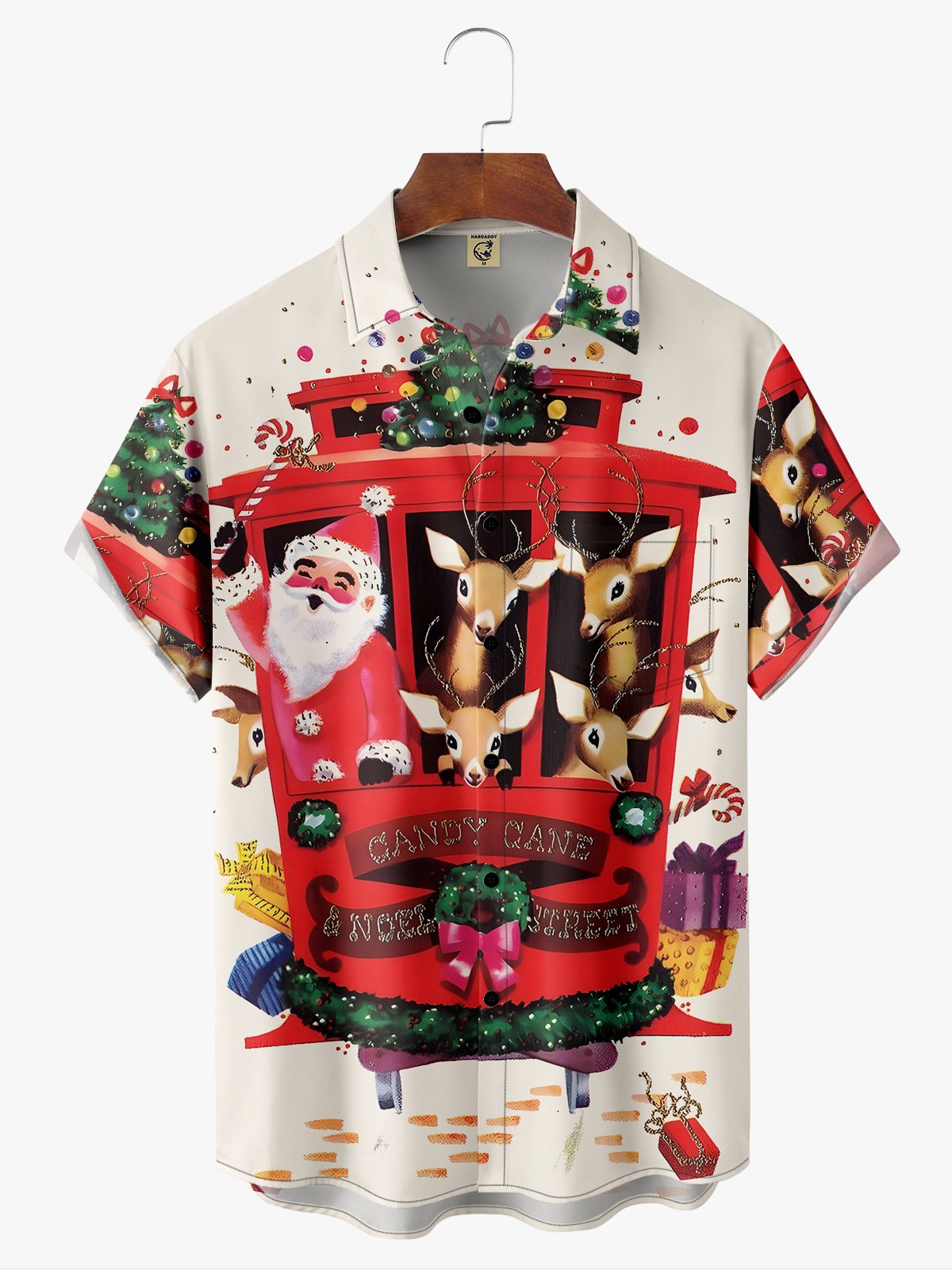 Christmas Santa Claus Chest Pocket Short Sleeve Casual Shirt