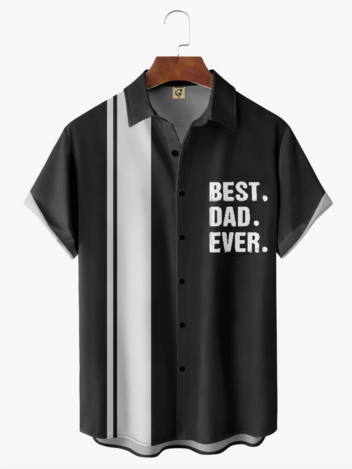 BEST DAD EVER Chest Pocket Short Sleeve Bowling Shirt