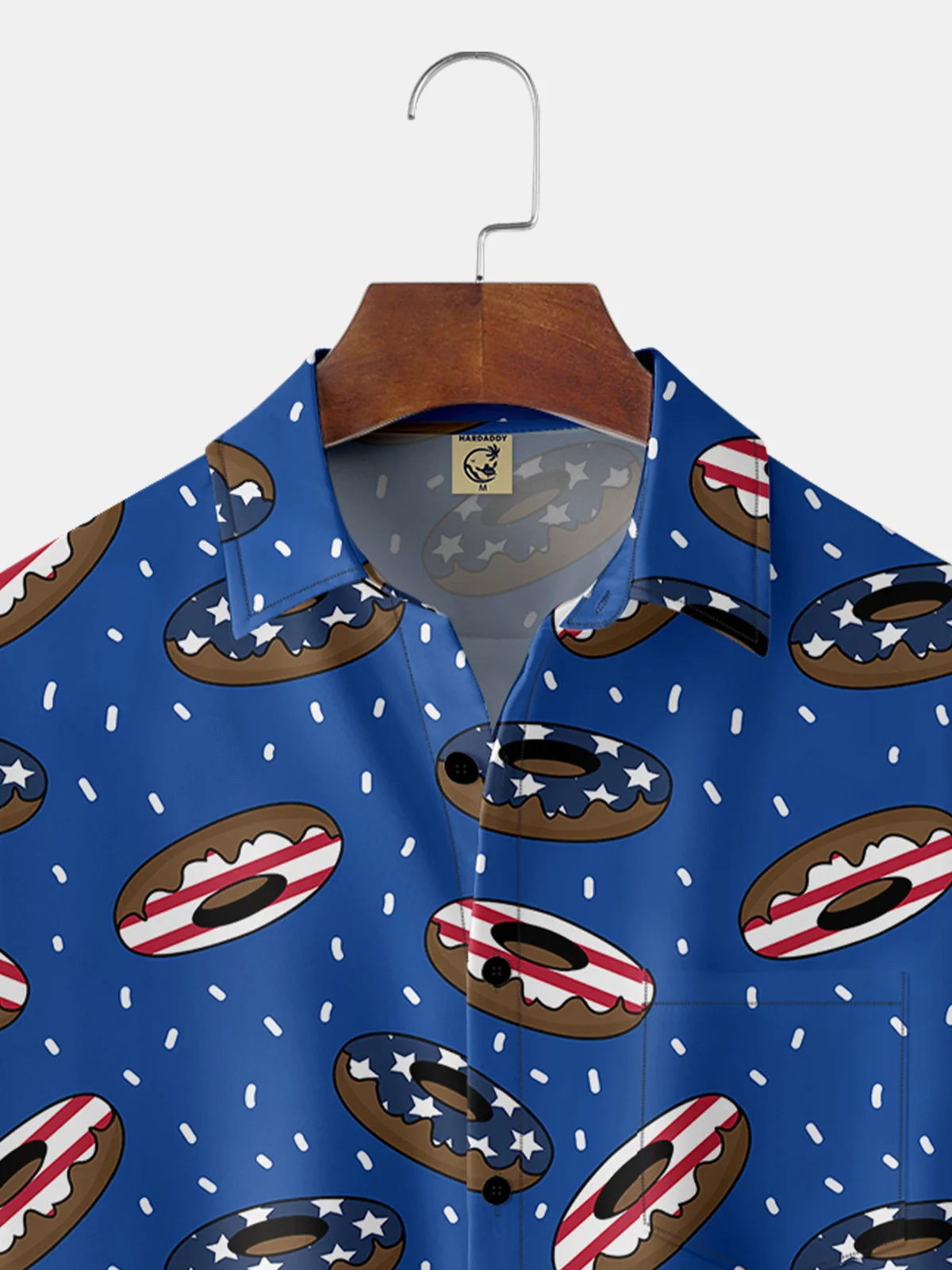 American Donut Chest Pocket Short Sleeve Casual Shirt