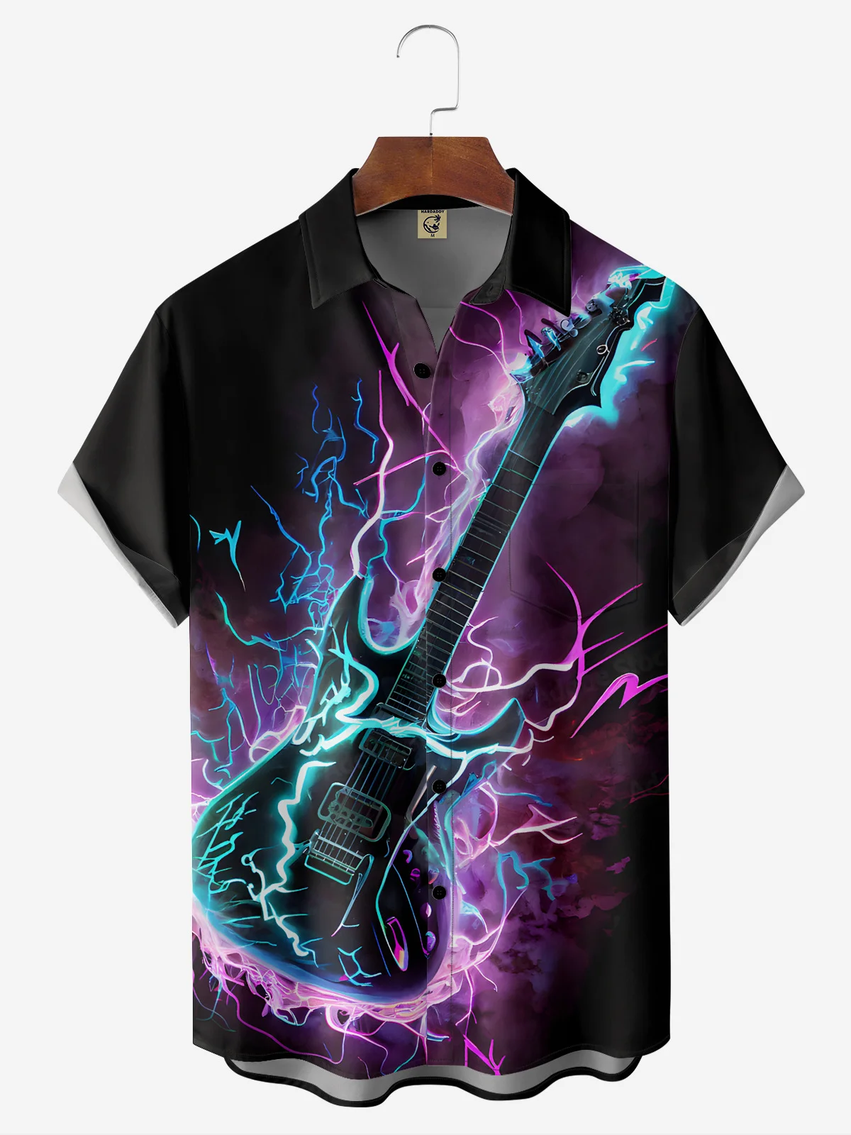 Guitar Chest Pocket Short Sleeve Casual Shirt