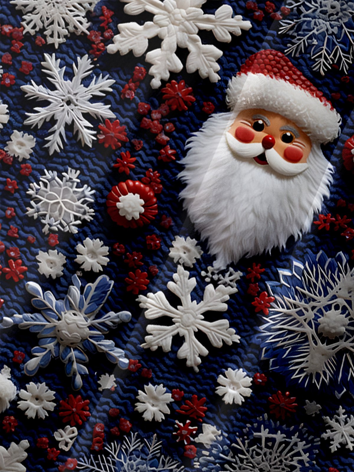3D Santa Claus Chest Pocket Short Sleeve Casual Shirt