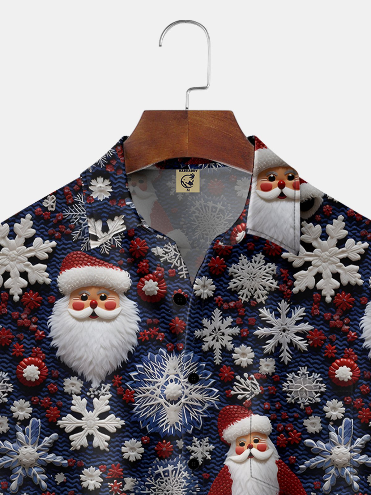3D Santa Claus Chest Pocket Short Sleeve Casual Shirt