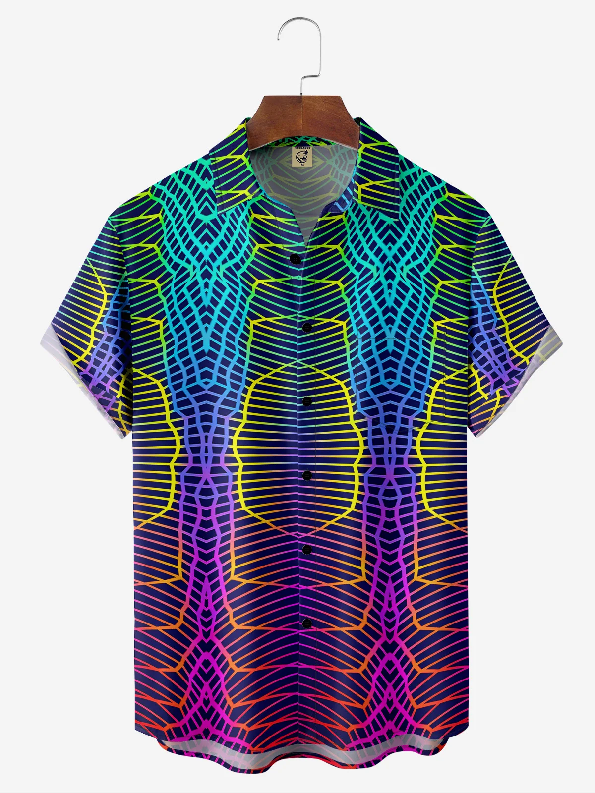 Geometric Chest Pocket Short Sleeve Casual Shirt