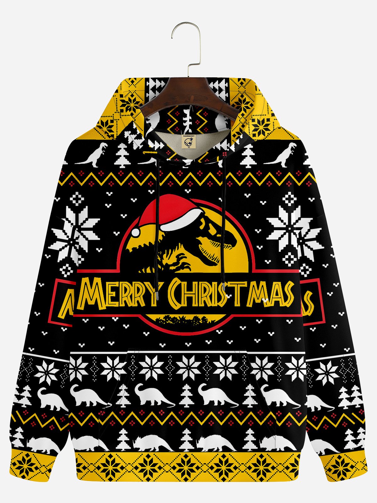 Christmas Fair Isle Dinosaur Casual Hoodie