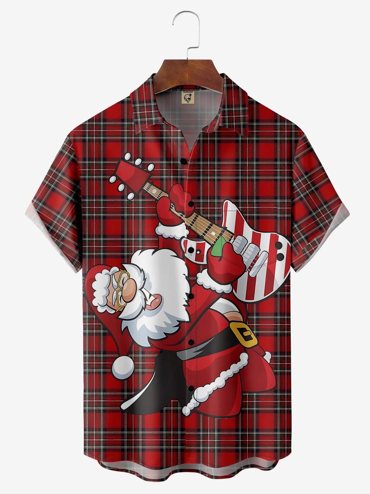 Santa Claus Chest Pocket Short Sleeve Casual Shirt