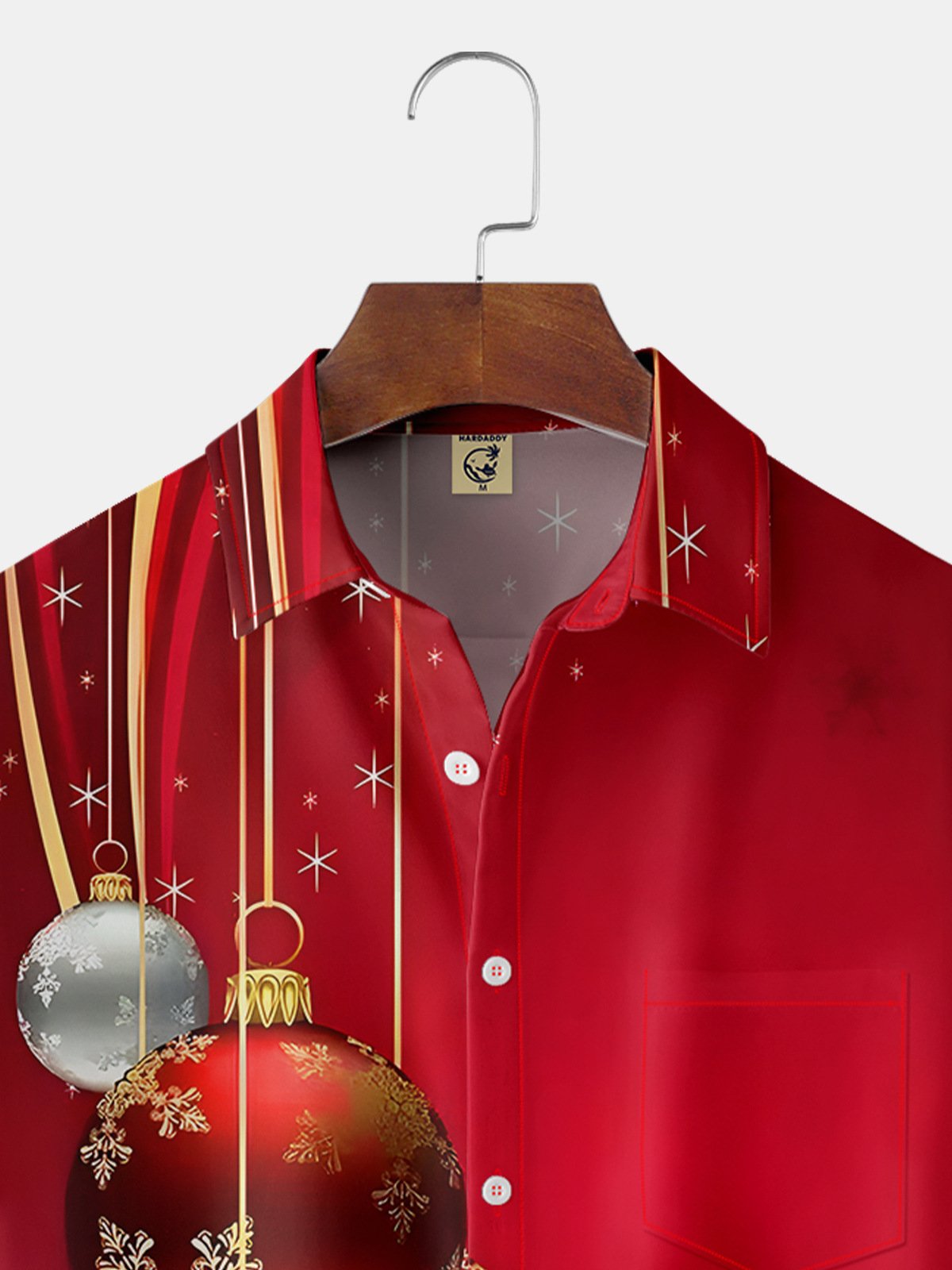Hardaddy Christmas Decorated Chest Pocket Short Sleeve Casual Shirt