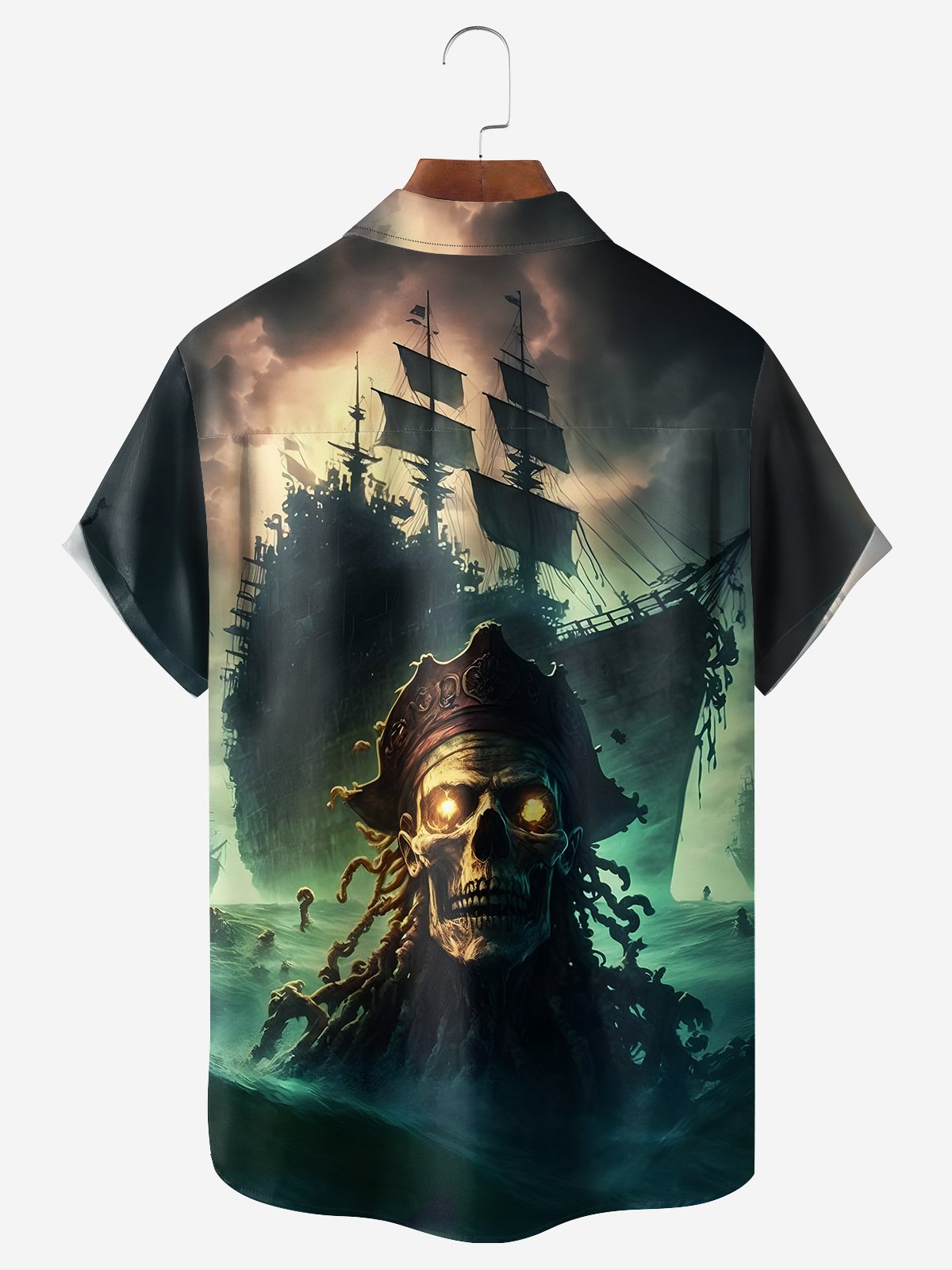 Pirates Chest Pocket Short Sleeve Casual Shirt