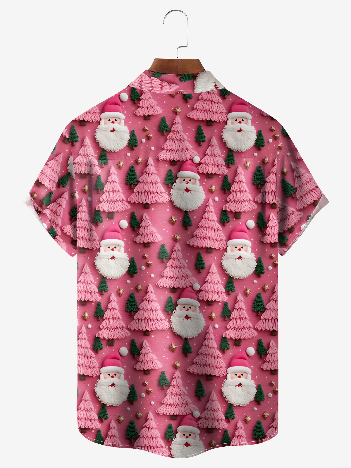 3D Christmas Chest Pocket Short Sleeve Casual Shirt