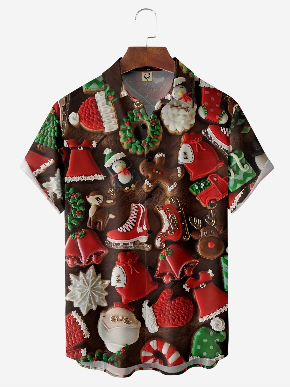 Christmas Chest Pocket Short Sleeve Casual Shirt
