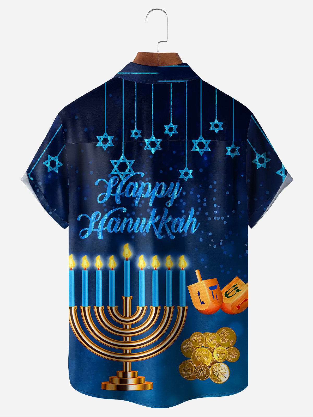 Hanukkah Chest Pocket Short Sleeve Casual Shirt