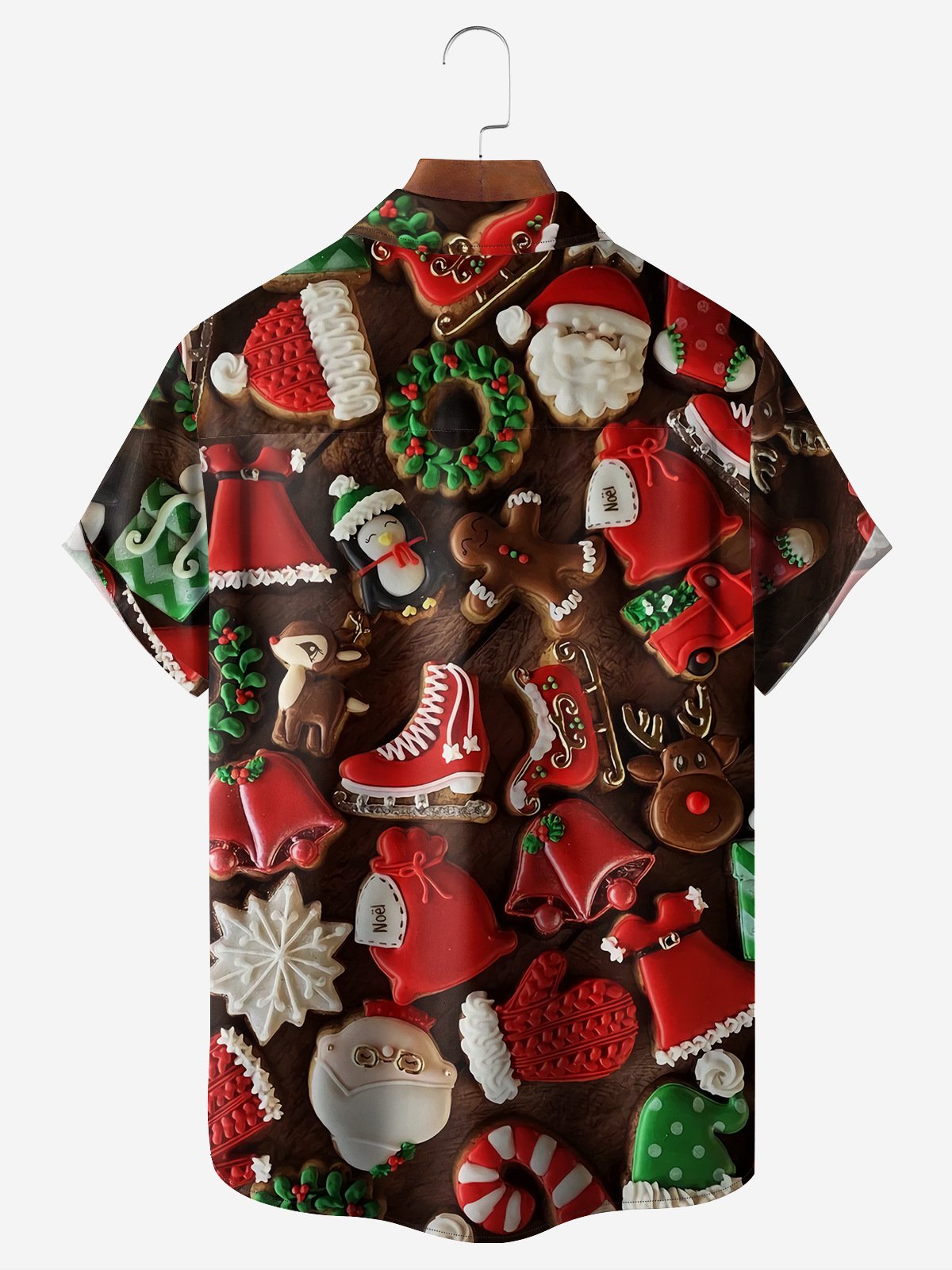 Christmas Chest Pocket Short Sleeve Casual Shirt