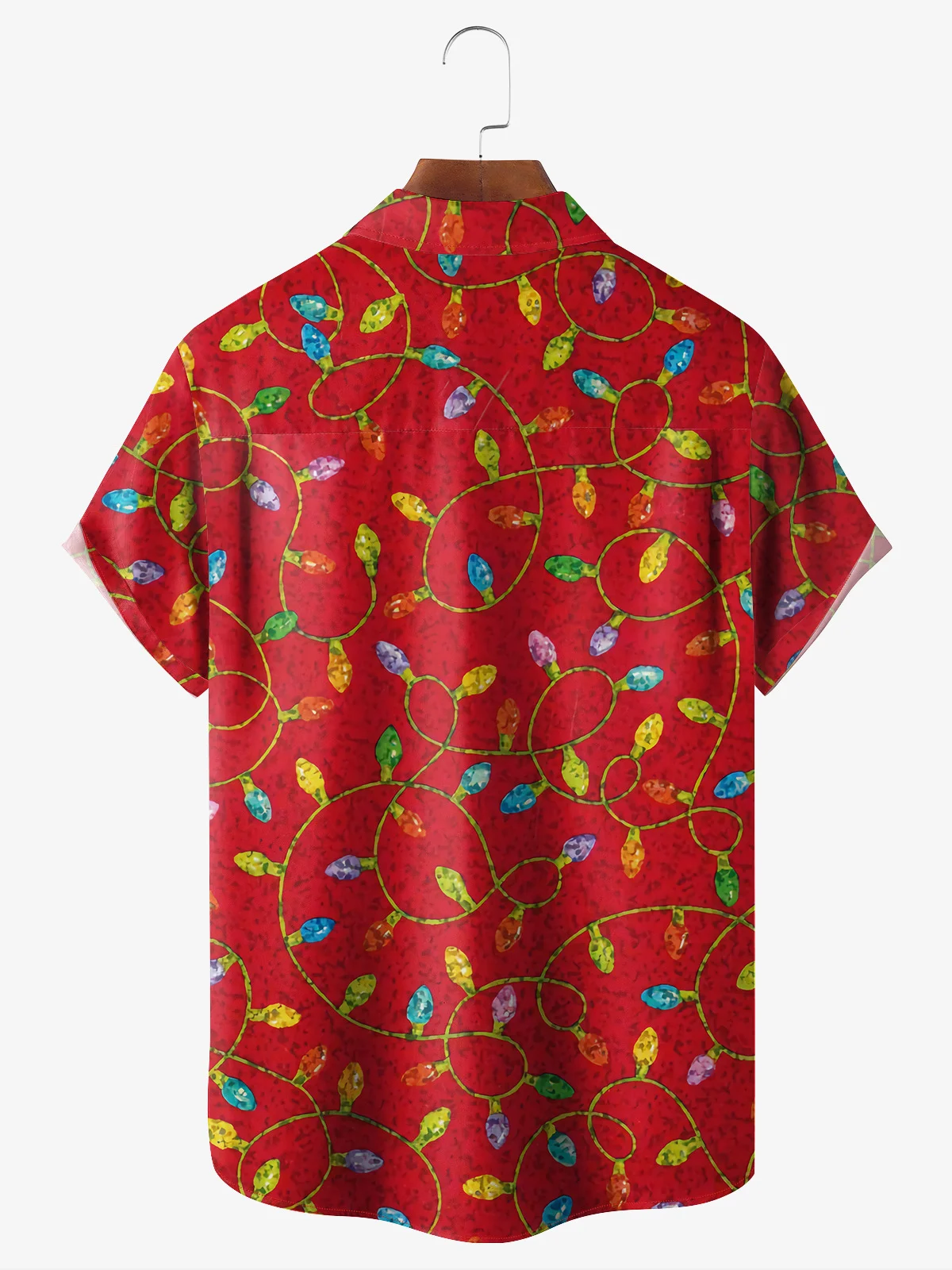 Christmas Lights Chest Pocket Short Sleeve Hawaiian Shirt