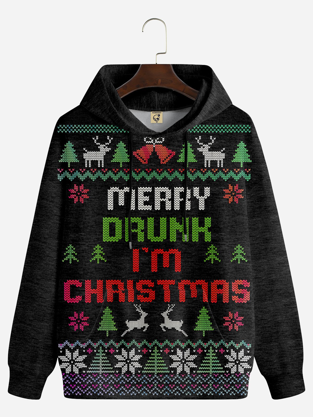 Christmas Drunk Fair Isle Casual Hoodie