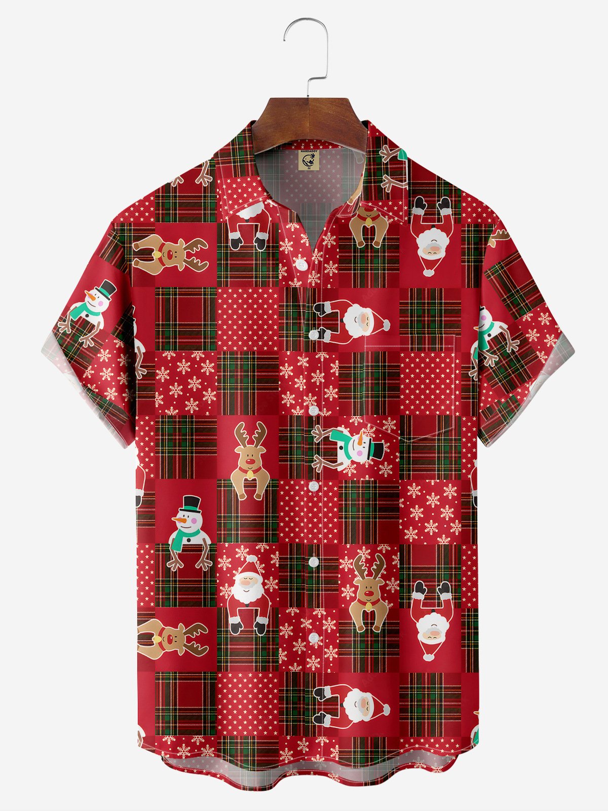 Merry Christmas Chest Pocket Short Sleeve Casual Shirt