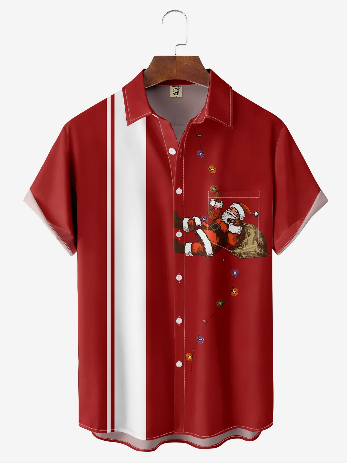 Merry Christmas Chest Pocket Short Sleeve Casual Shirt