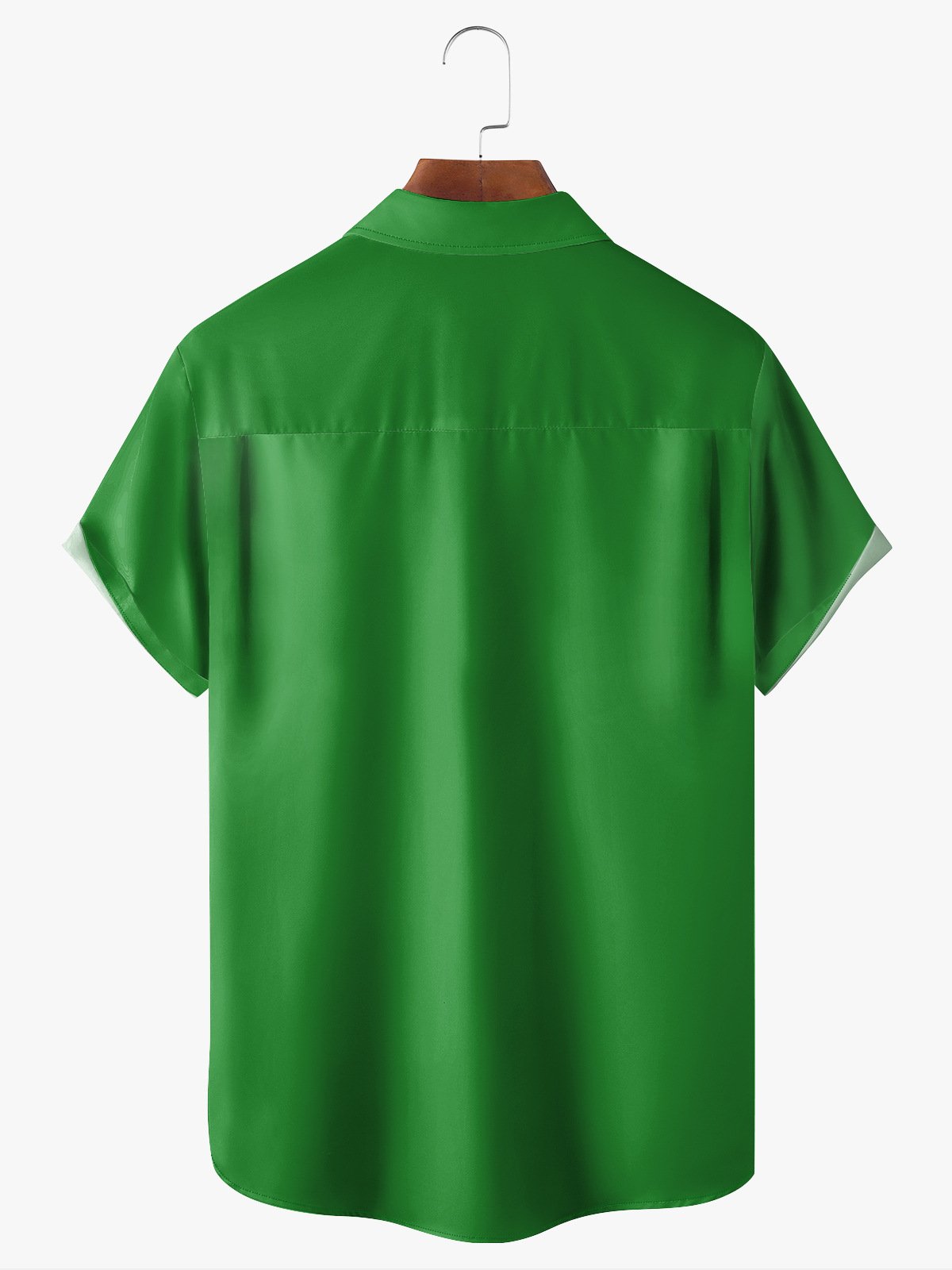 St. Patrick's Day Shamrock Chest Pocket Short Sleeve Bowling Shirt