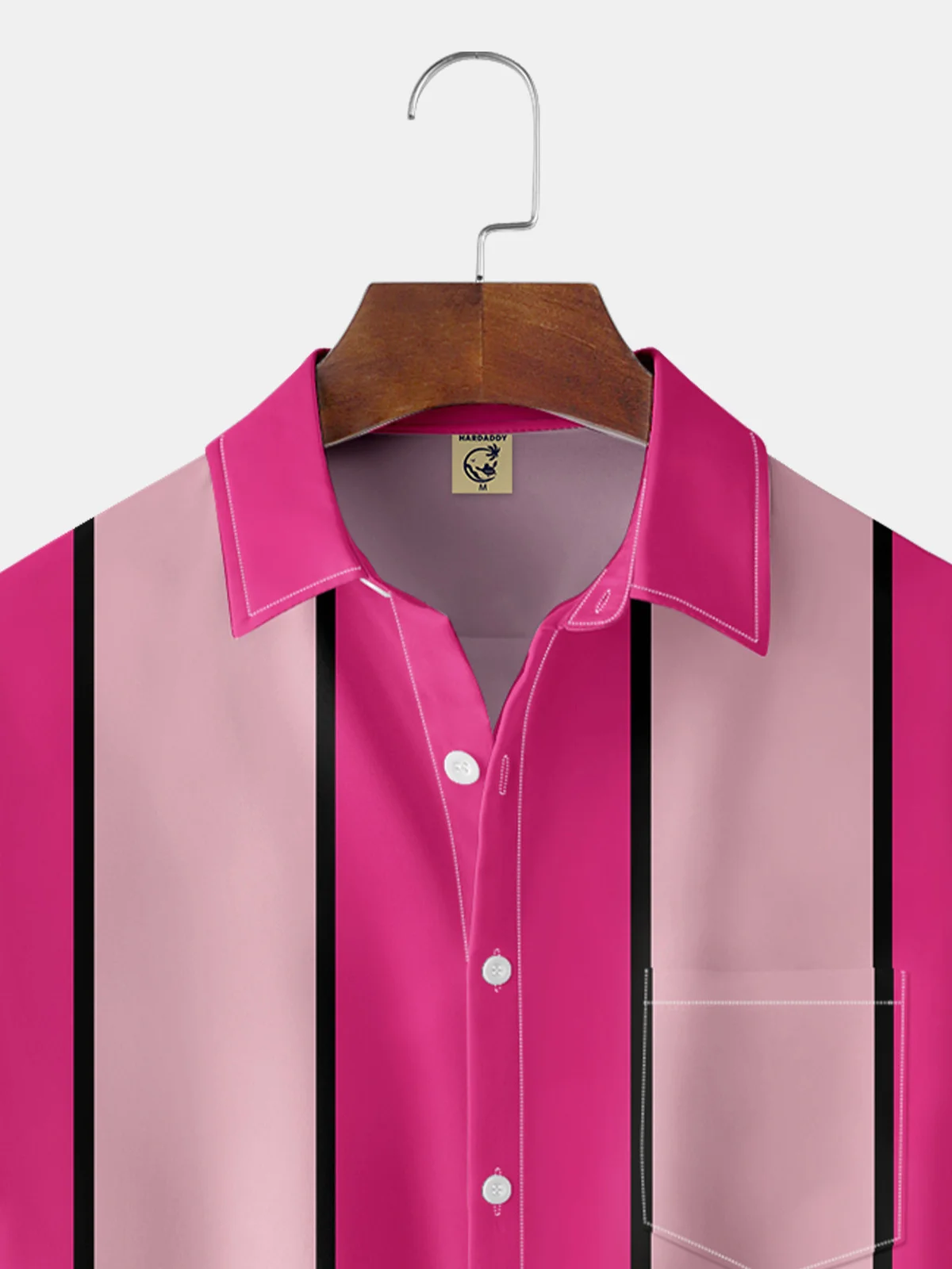 Geometric Contrast Chest Pocket Short Sleeve Bowling Shirt
