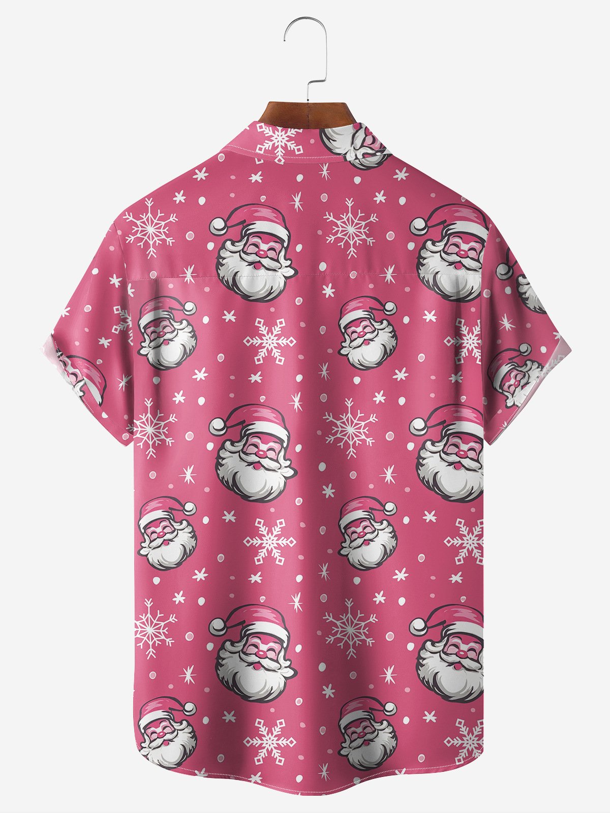 Santa Claus Chest Pocket Short Sleeve Casual Shirt