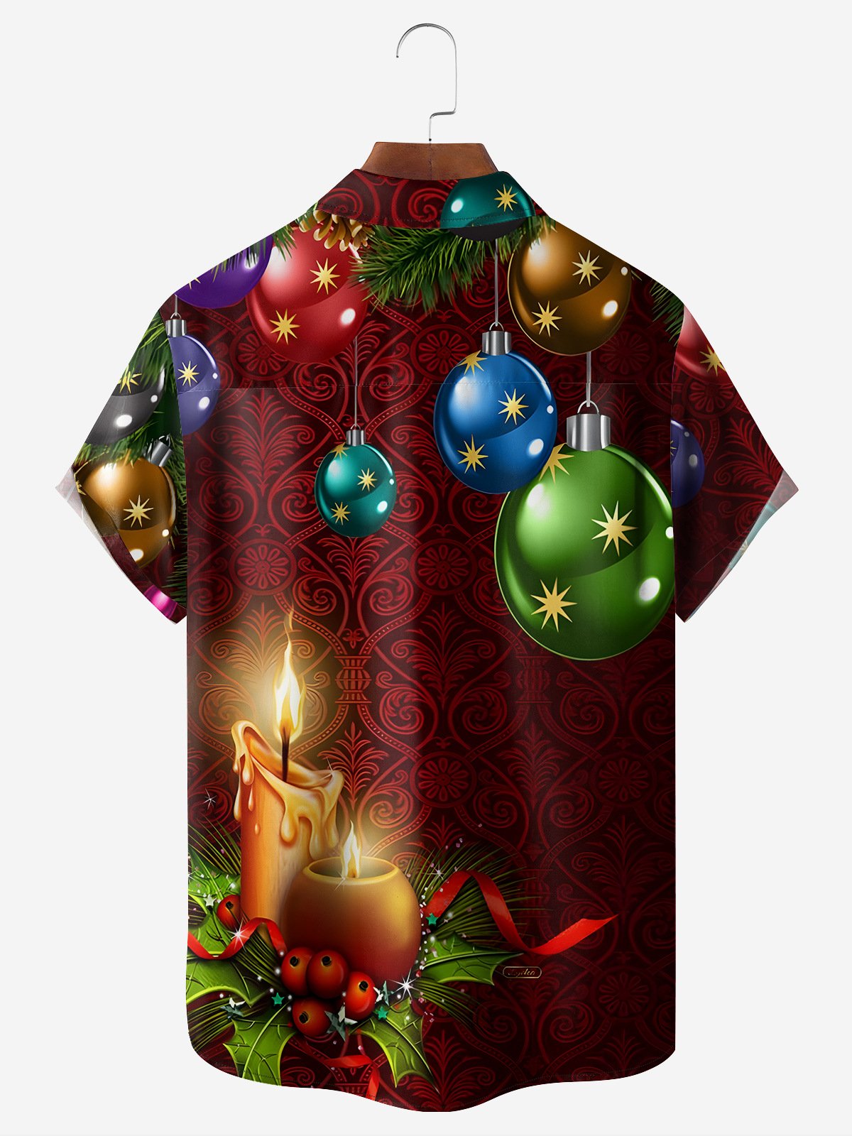Balloon Candle Chest Pocket Short Sleeve Casual Shirt