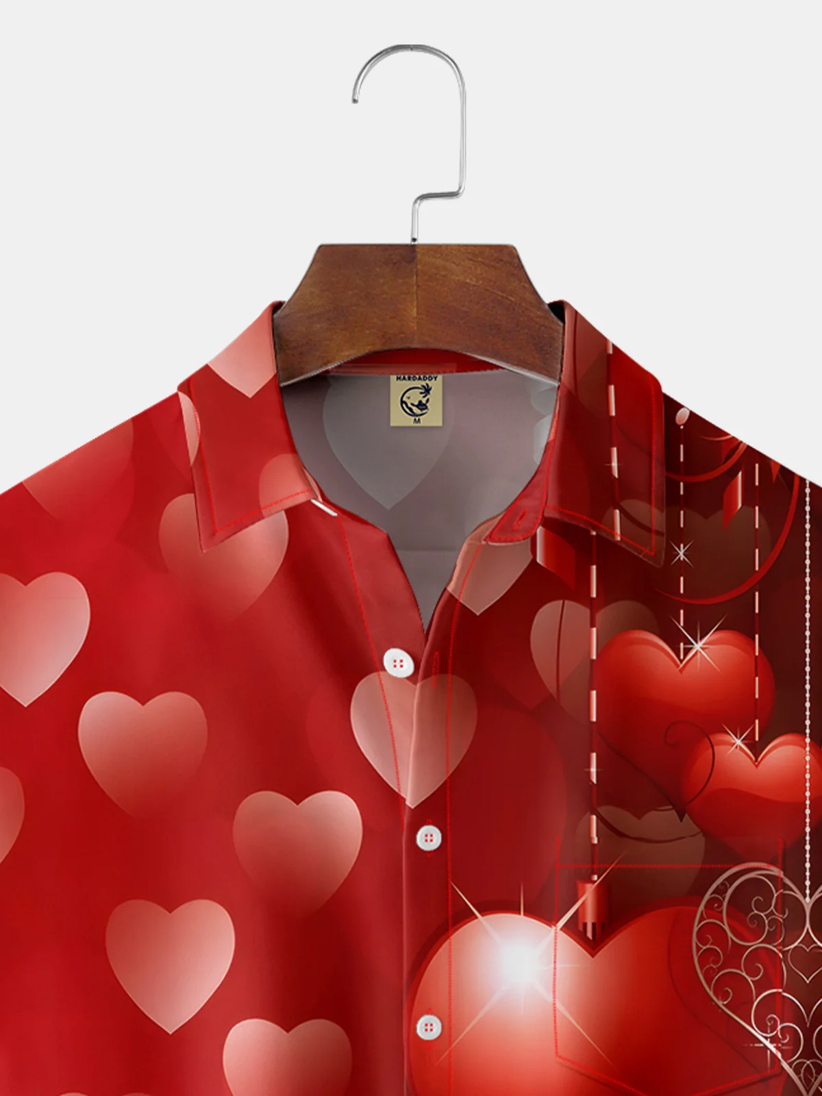 Valentine's Day Heart Chest Pocket Short Sleeve Casual Shirt